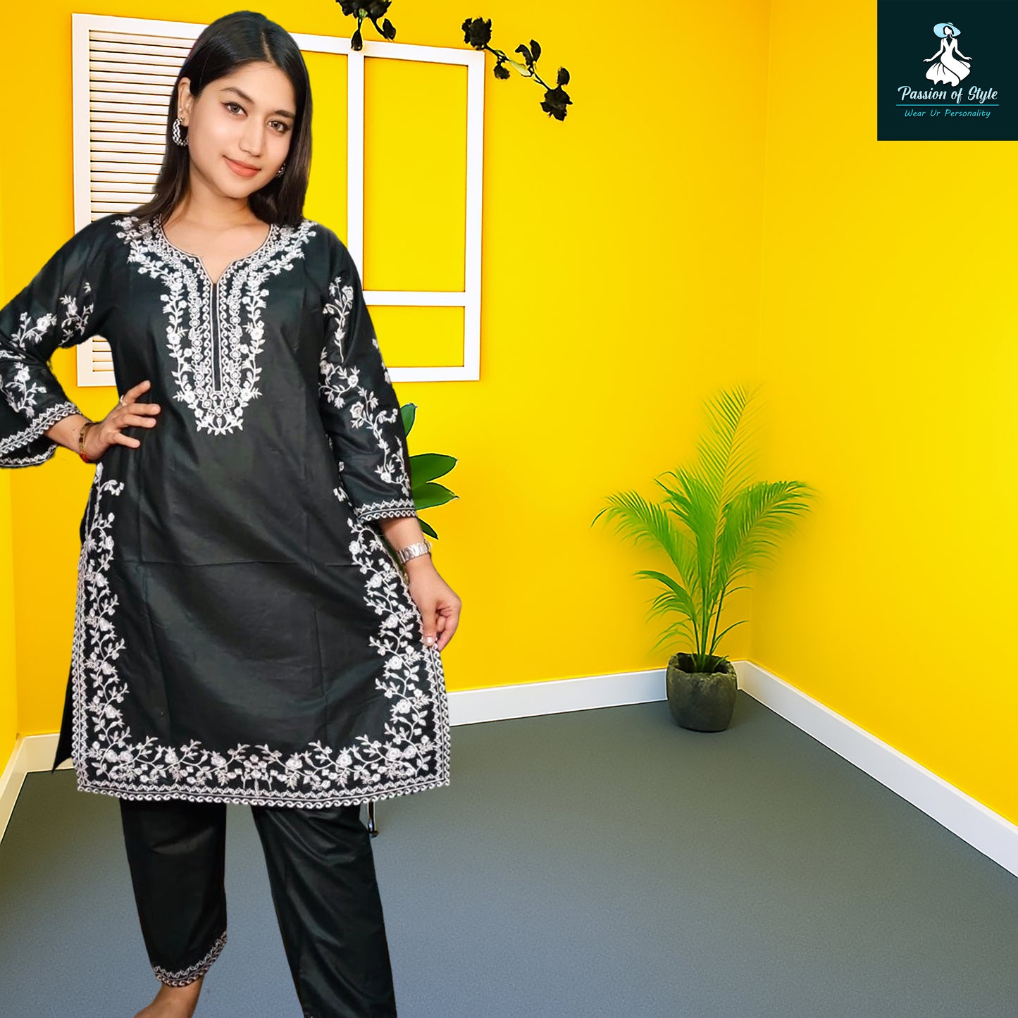 পাকিস্তানী ইন্সপায়ার্ড পিওর কটন হেভি এমব্রয়ডারি ড্রেস ।