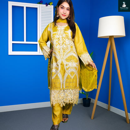 ✨ পাকিস্তানি "Maria B" ডিজাইনার রেডি স্টিচ থ্রি পিস ✨